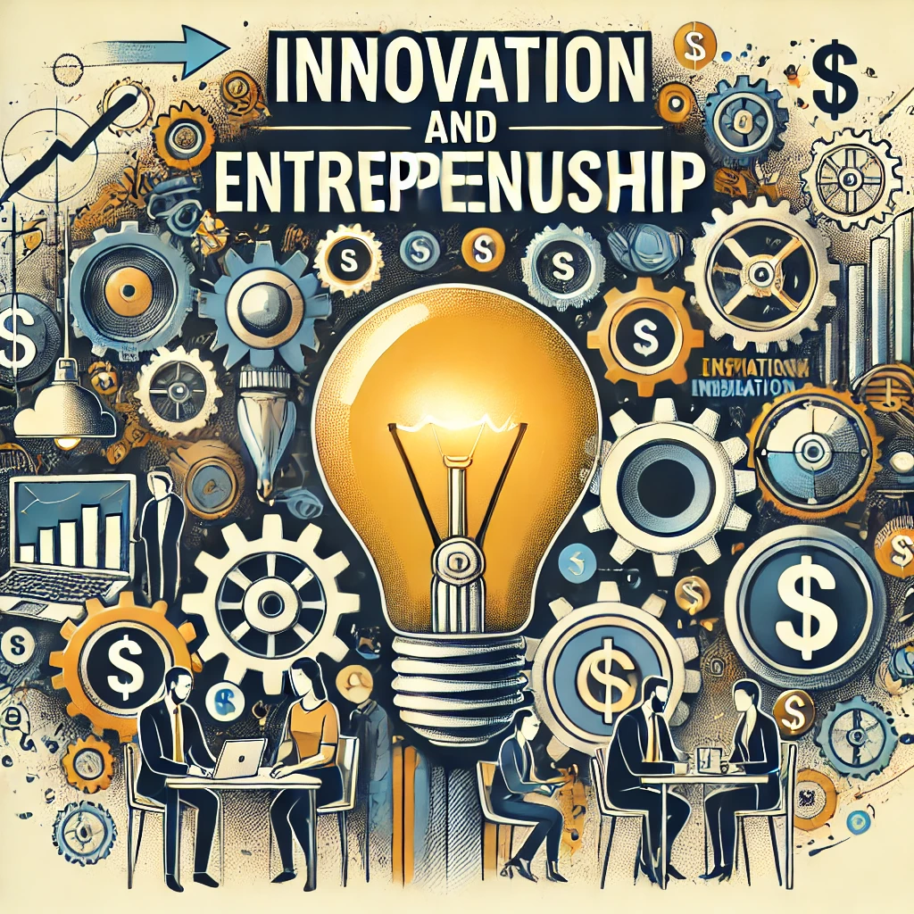 The image features light bulbs representing ideas, gears symbolizing innovation, people collaborating, and dollar signs indicating business success. The title is displayed in clear, bold typography against a modern and visually appealing design, reflecting the creative and entrepreneurial aspects of the content.