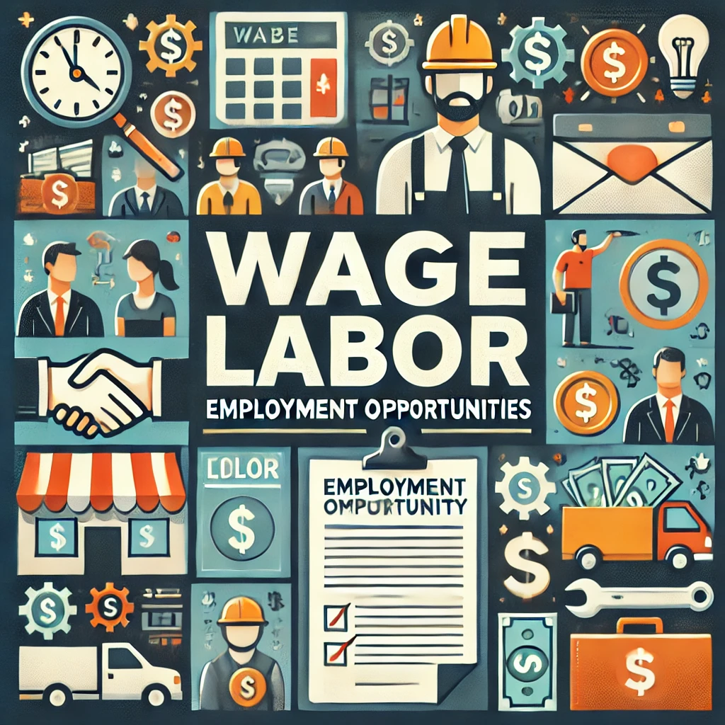 The image features workers, job application forms, dollar signs, and icons representing employment and opportunity. The title is displayed in clear, bold typography against a modern and visually appealing design, reflecting the economic and employment-focused aspects of the content.